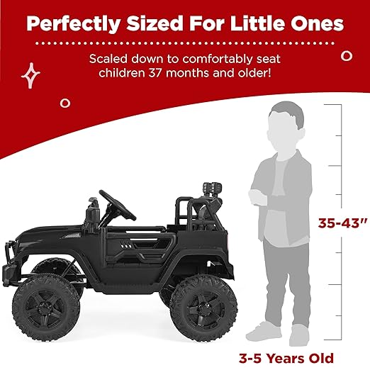 12V Kids Ride On Jeep Car w/Parent Remote Control - Black