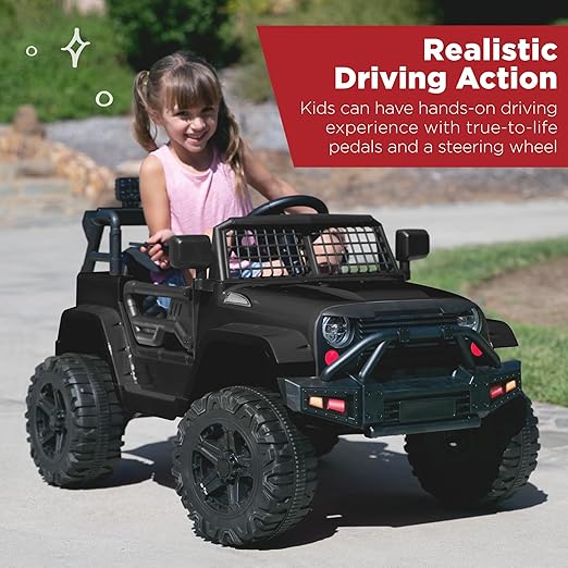 12V Kids Ride On Jeep Car w/Parent Remote Control - Black